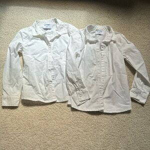 LOT OF 2 OLD NAVY girls white button down uniform shirts size S(6-7)